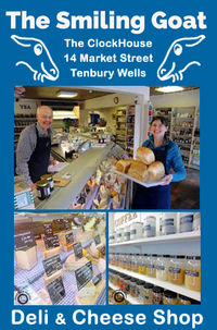 If you're in the area and you've got a moment then why not check out Clive and Kathryn Genders' shop in Tenbury Wells - 'The Smiling Goat' Deli and Cheese Shop. Amazing range of speciality cheeses. It's not only about cheese though (fantastic as it is), The Smiling Goat also has continental and British cold meats, a massive range of spices by the pot, specialty flours and preserves, teas and coffees and a range of local fresh breads...