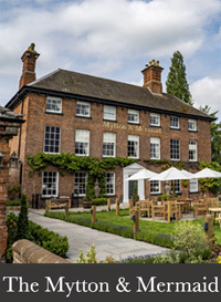 Built originally as a private house on the banks of the River Severn, which may have dated from as early as 1725, commissioned by Richard Hill of Tern Hall (which would later become Attingham Hall, a stunning National Trust property open to visitors that sits opposite us) and believed to have been called ‘the Dower House’. Since then it has had many names, the Talbot Arms, the Berwick Arms before settling on the unusual Mytton and Mermaid in the 1930's after being purchased by the famous architect Sir Clough Williams Ellis, who developed the Italianate village of Portmeirion in North Wales. Sir Clough converted the building to a hotel and chose the name Mytton after a local character ‘Mad Jack Mytton’ a gentleman who squandered his fortune in the most spectacular way, and the Mermaid came from the crest of the Portmeirion hotel. The building is surrounded by beautiful patios and sits on the banks of the river, so plenty of places to sit and enjoy the sunshine (when we are blessed with it), we have a Private Dining Room that seats up to 18, perfect for family gatherings and small meetings and we have 10 bedrooms if you’d like to stay with us overnight.